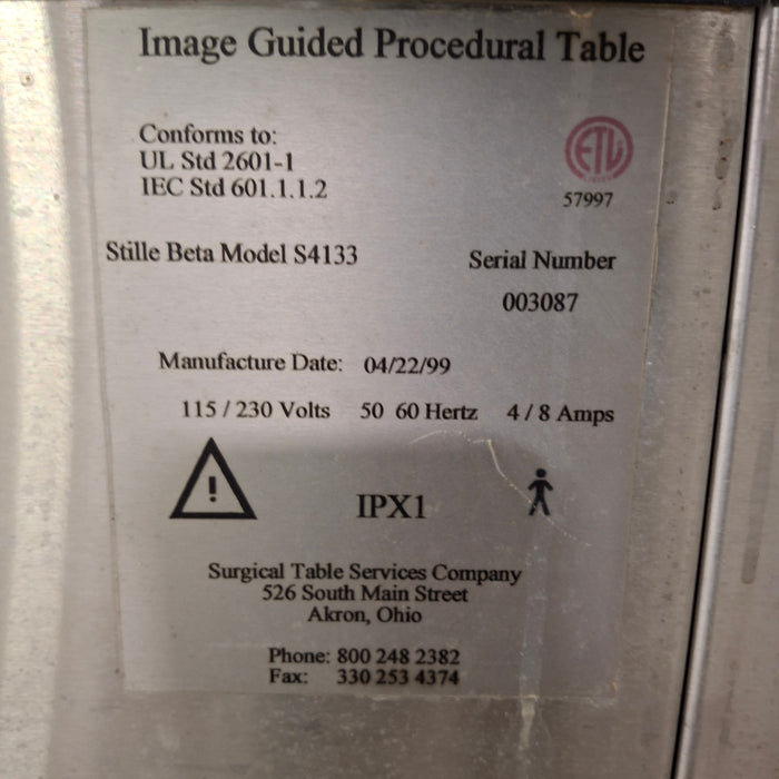 Stille Surgical Inc. Beta 4133 C-Arm Pain Table