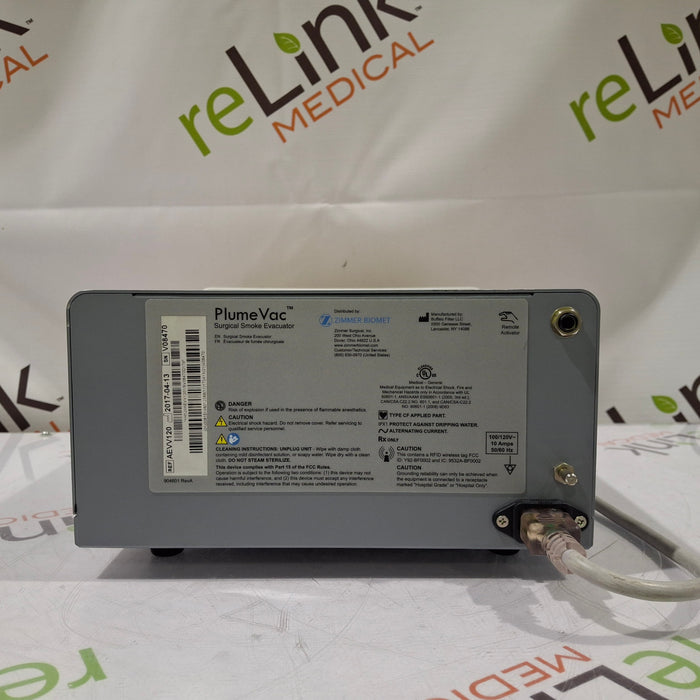 Zimmer PlumeVac AEVV120 Surgical Smoke Evacuator