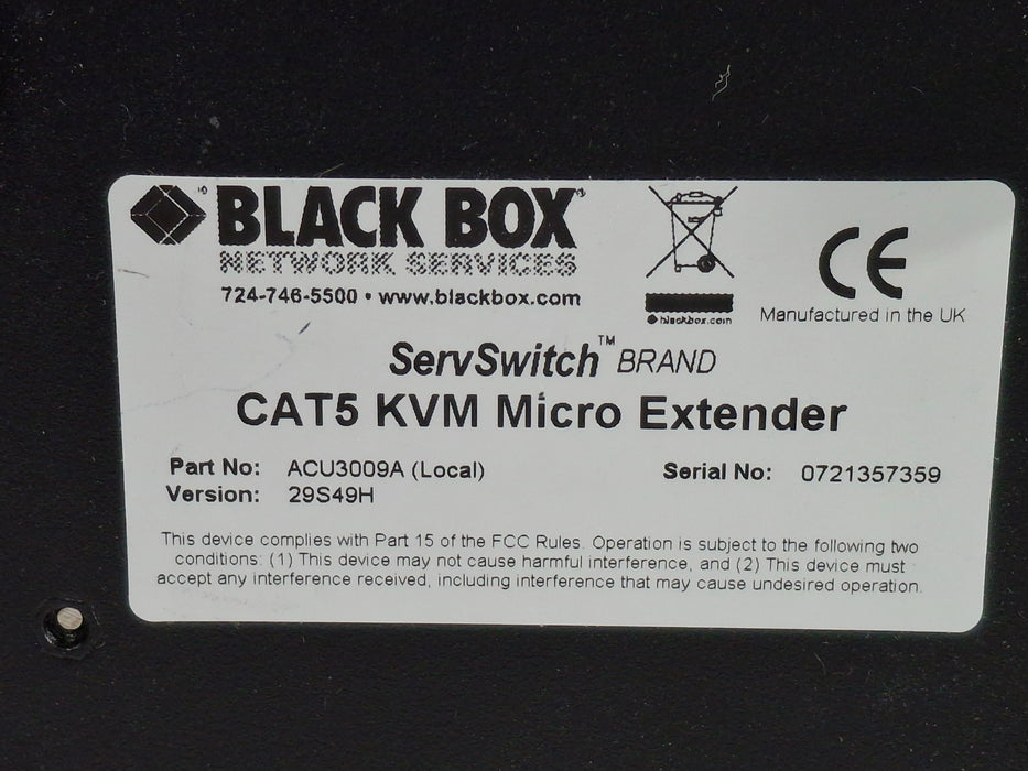Black Box Network Services Black Box Network Services CAT5 KVM Micro Extender Computers Tablets & Networking reLink Online