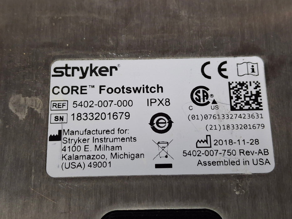 Stryker Core 5402-007-000 Footswitch