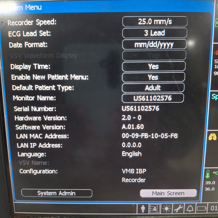 Philips SureSigns VM8 Bedside Patient Monitor