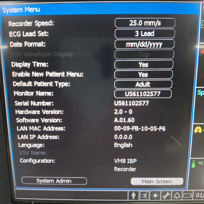 Philips SureSigns VM8 Bedside Patient Monitor