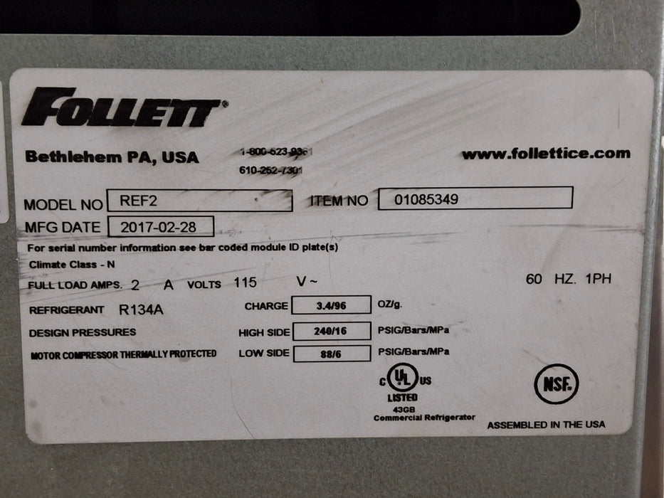Follett Corp REF2 Medical Grade Counter Top Refridgerator