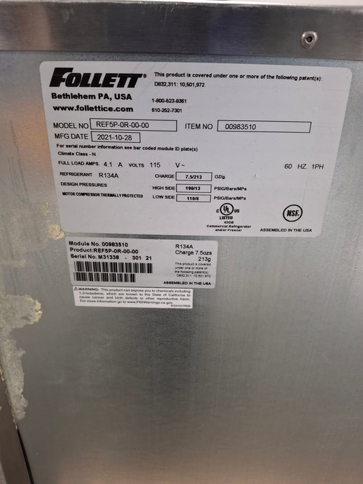 Follett Corp REF5P Undercounter Medical Refrigerator
