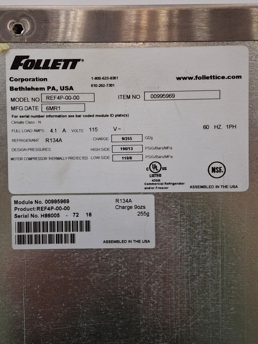 Follett Corp REF4P Undercounter Refrigerator