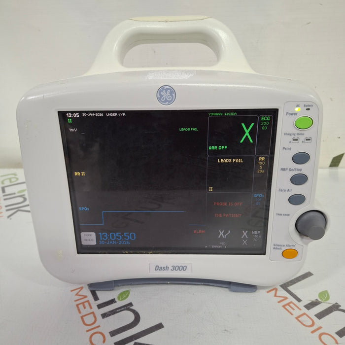 GE Healthcare Dash 3000 - Masimo SpO2 Patient Monitor