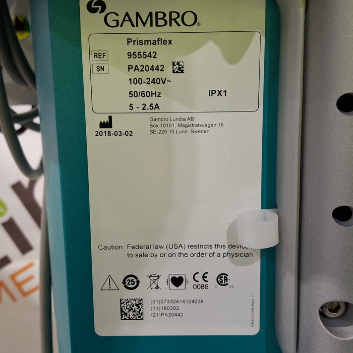 Gambro Prismaflex Dialysis Machine