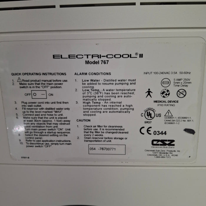 Cincinnati Sub-Zero CSZ Electri-Cool II Cold Therapy System