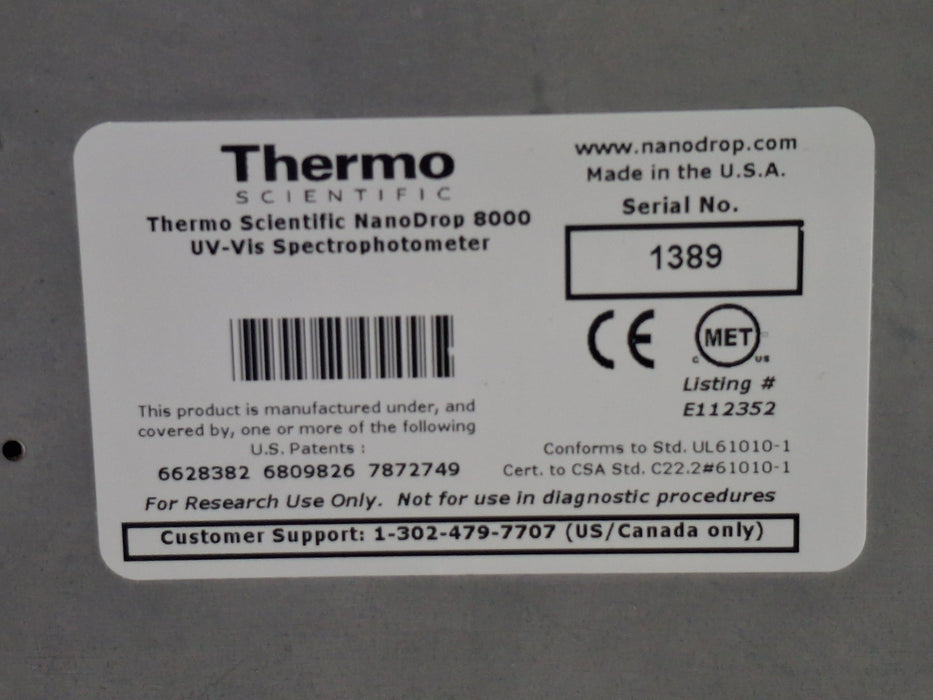 Thermo Scientific NanoDrop 8000 UV-Vis Spectrophotometer