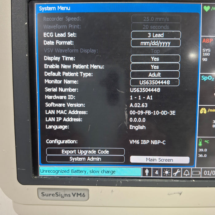 Philips SureSigns VM6 Vital Signs Monitor
