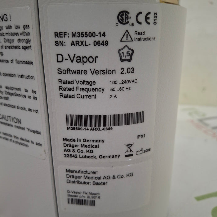 Draeger Medical D-Vapor Desflurane Vaporizer