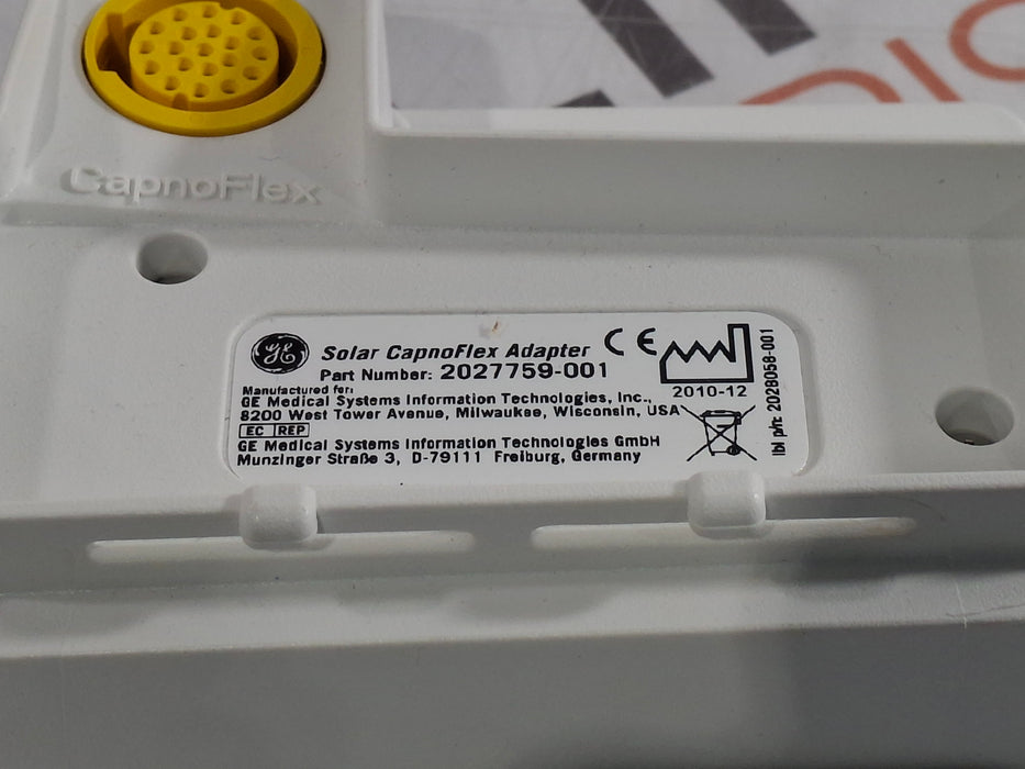 GE Healthcare Solar CapnoFlex 2027759-001 Adapter