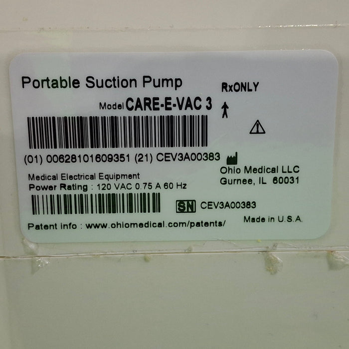 Ohio Medical Corporation Care-E-Vac 3 Portable Suction System