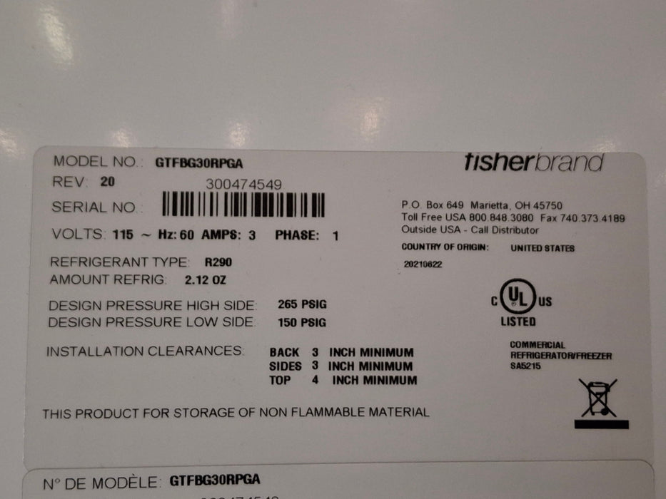 Fisherbrand Isotemp General Purpose Laboratory Refrigerator