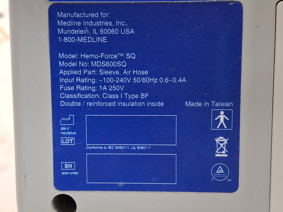 Medline Hemo-Force MDS-600 SQ DVT Compression Pump