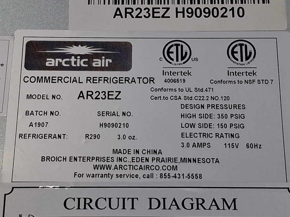 Arctic Air AR23E Commercial Refrigerator