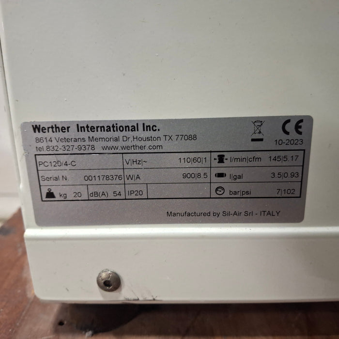 Werther International PC120/4-C 110V Ultra-Quiet Oilless Air Compressor