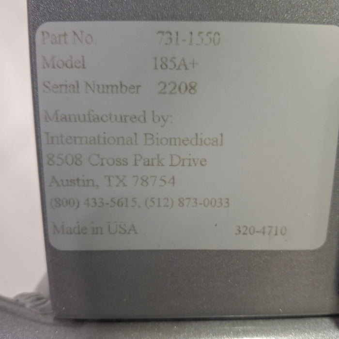 International Biomedical Airborne 185A+ Transport Incubator