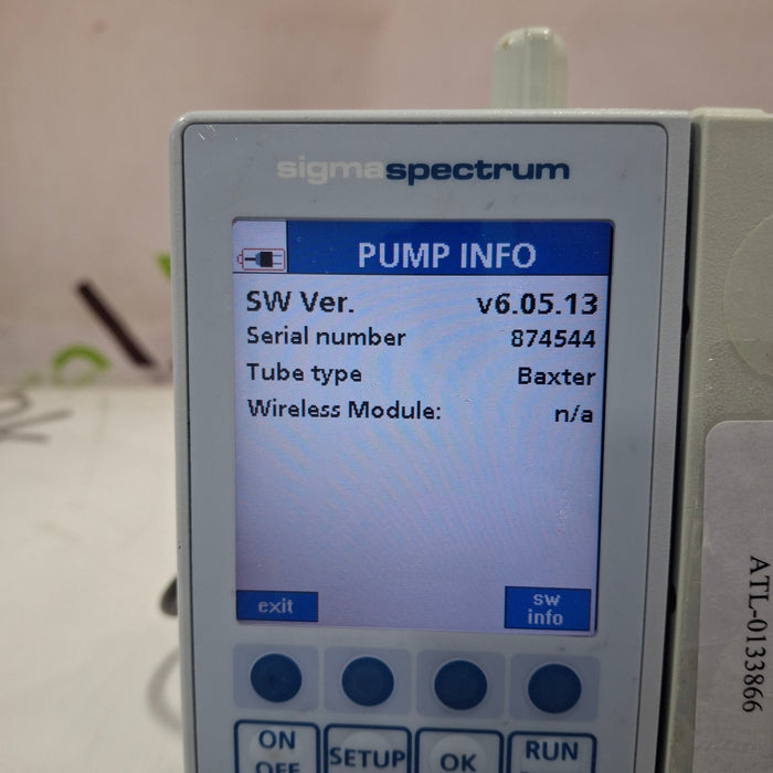 Baxter Sigma Spectrum 6.05.13 with B/G Battery Infusion Pump