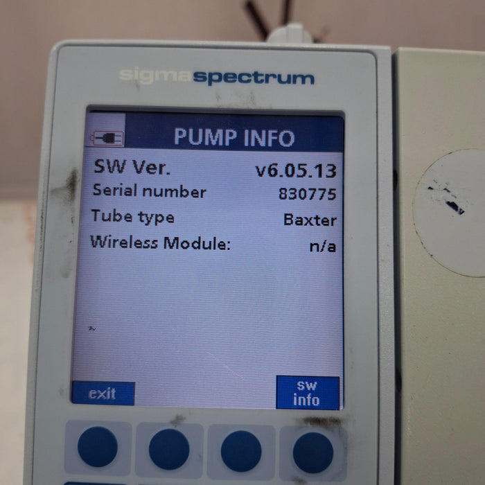 Baxter Sigma Spectrum 6.05.13 with B/G Battery Infusion Pump