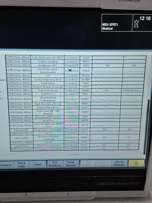 GE Healthcare Carescape B450 Critical Care Patient Monitor