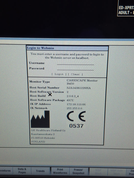 GE Healthcare Carescape B450 Critical Care Patient Monitor