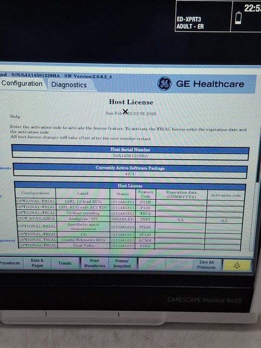GE Healthcare Carescape B450 Critical Care Patient Monitor