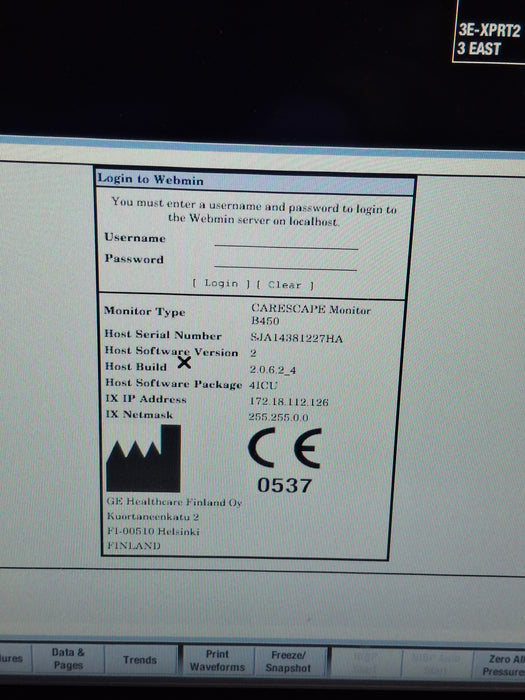GE Healthcare Carescape B450 Critical Care Patient Monitor