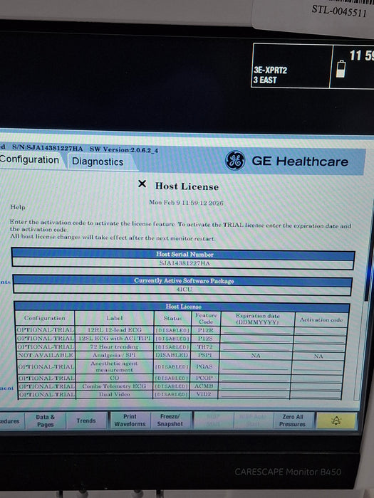 GE Healthcare Carescape B450 Critical Care Patient Monitor