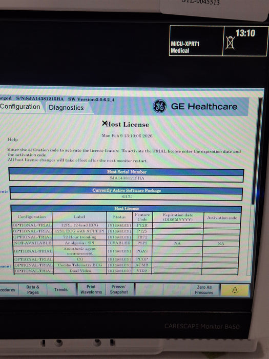 GE Healthcare Carescape B450 Critical Care Patient Monitor