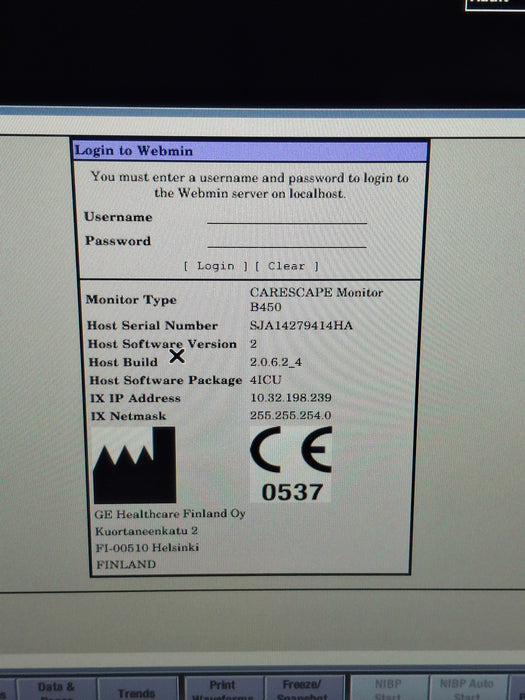 GE Healthcare Carescape B450 Critical Care Patient Monitor