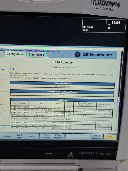 GE Healthcare Carescape B450 Critical Care Patient Monitor