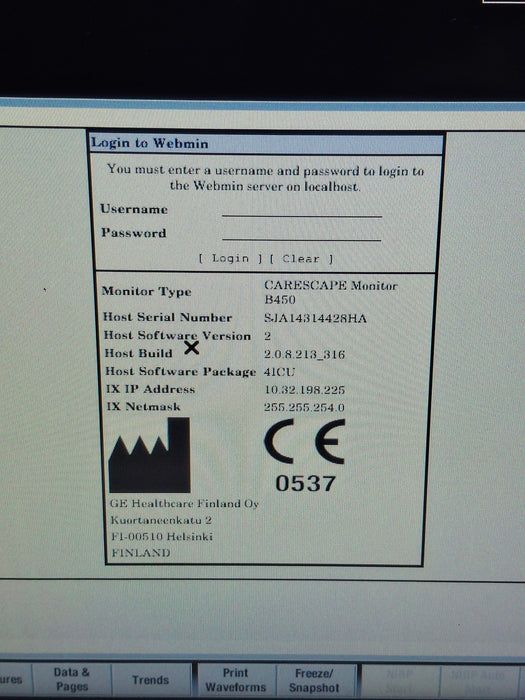GE Healthcare Carescape B450 Critical Care Patient Monitor