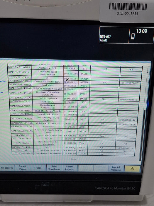 GE Healthcare Carescape B450 Critical Care Patient Monitor