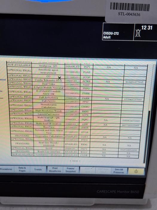 GE Healthcare Carescape B450 Critical Care Patient Monitor