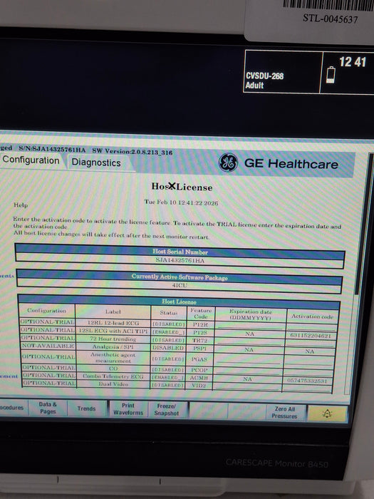 GE Healthcare Carescape B450 Critical Care Patient Monitor