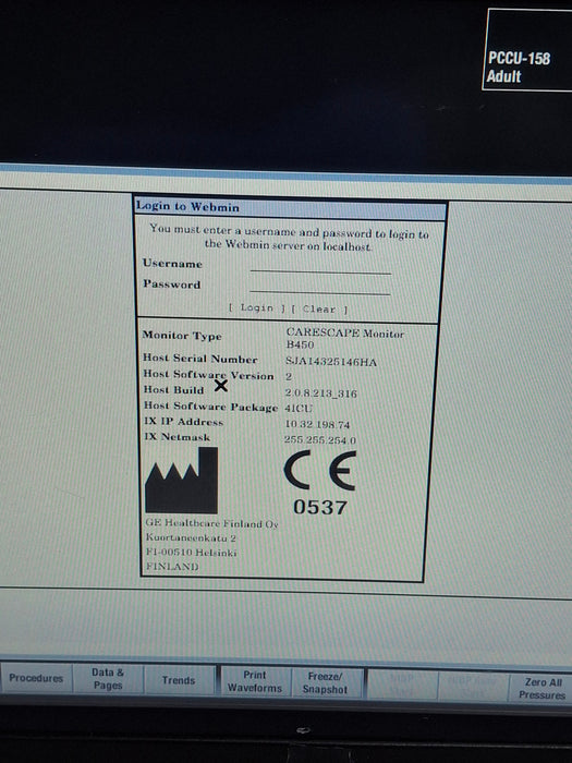 GE Healthcare Carescape B450 Critical Care Patient Monitor