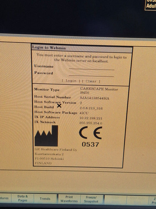 GE Healthcare Carescape B450 Critical Care Patient Monitor