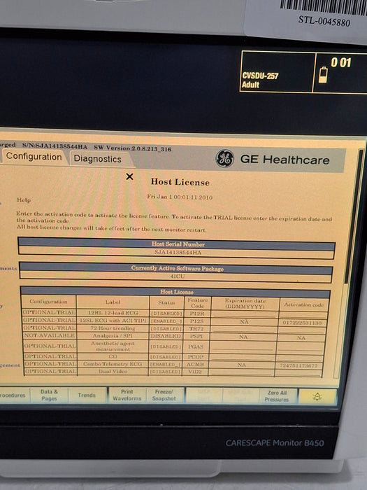 GE Healthcare Carescape B450 Critical Care Patient Monitor