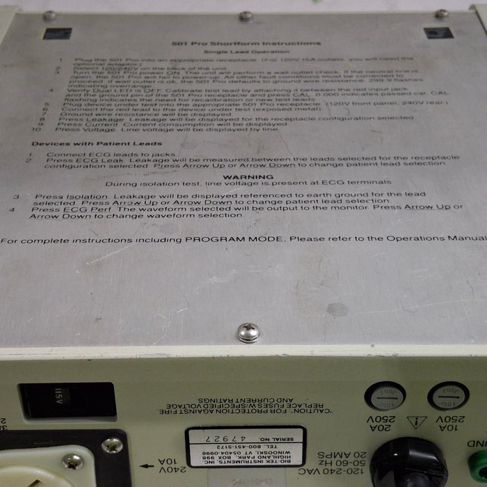 Bio-Tek Instruments 501 Pro Series Safety Analyzer