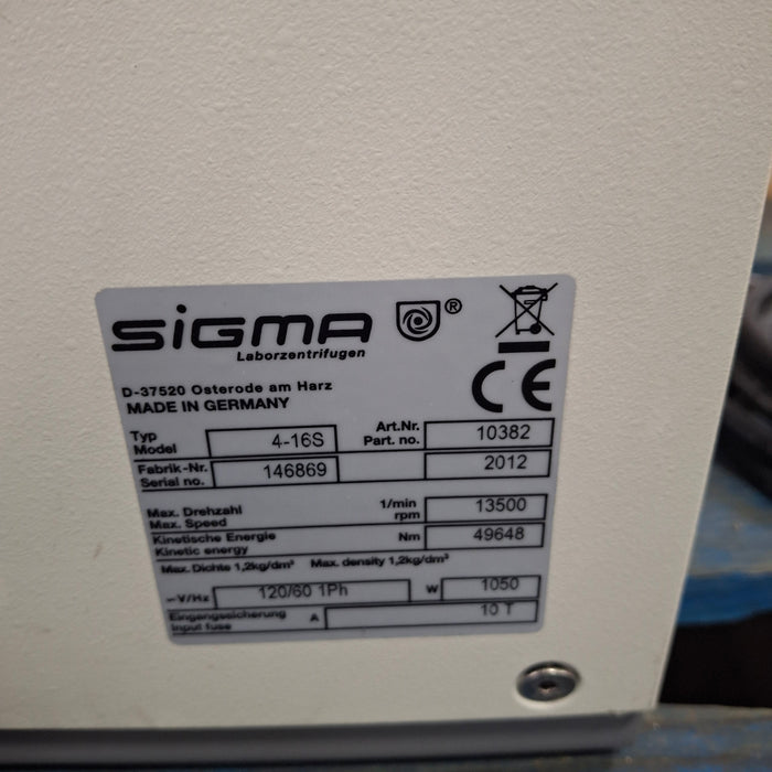 Sigma Products Ltd 4-16S Centrifuge