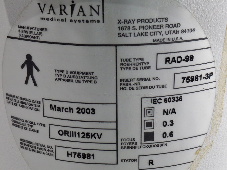 Varian RAD-99B X-ray Tube