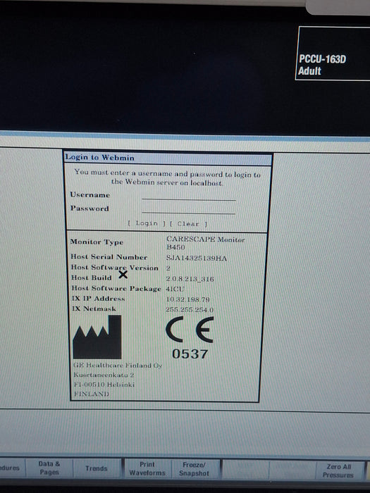 GE Healthcare Carescape B450 Critical Care Patient Monitor