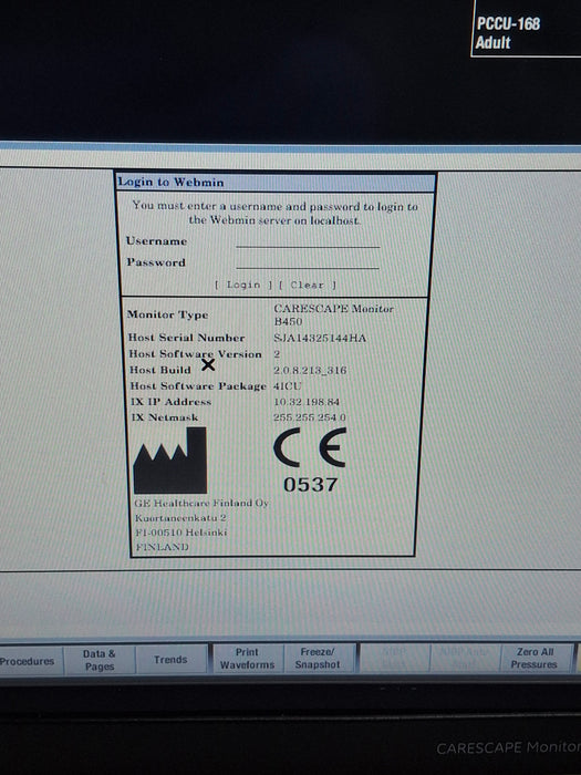 GE Healthcare Carescape B450 Critical Care Patient Monitor