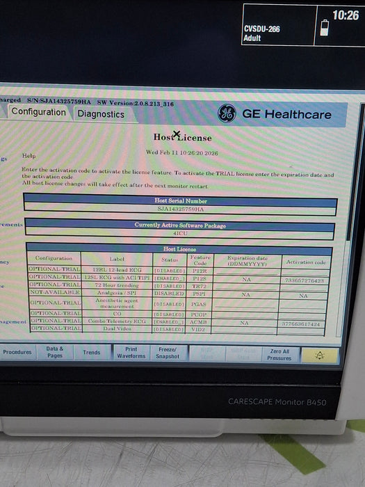 GE Healthcare Carescape B450 Critical Care Patient Monitor
