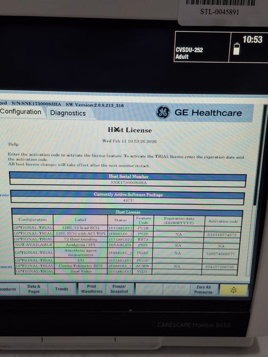 GE Healthcare Carescape B450 Critical Care Patient Monitor