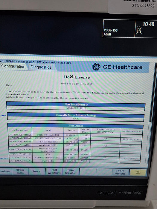 GE Healthcare Carescape B450 Critical Care Patient Monitor