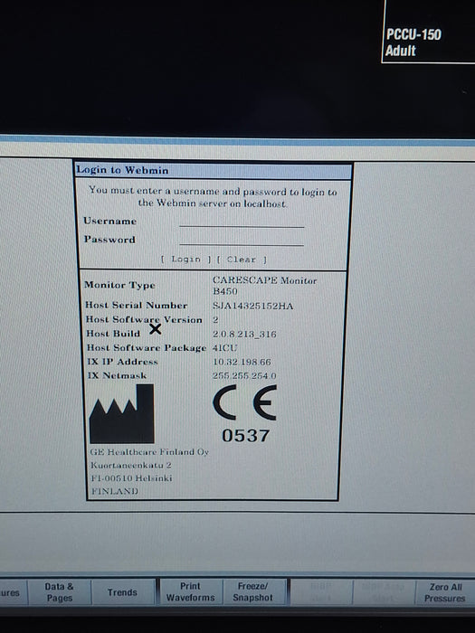 GE Healthcare Carescape B450 Critical Care Patient Monitor