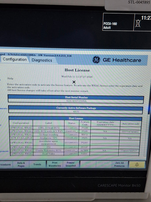 GE Healthcare Carescape B450 Critical Care Patient Monitor