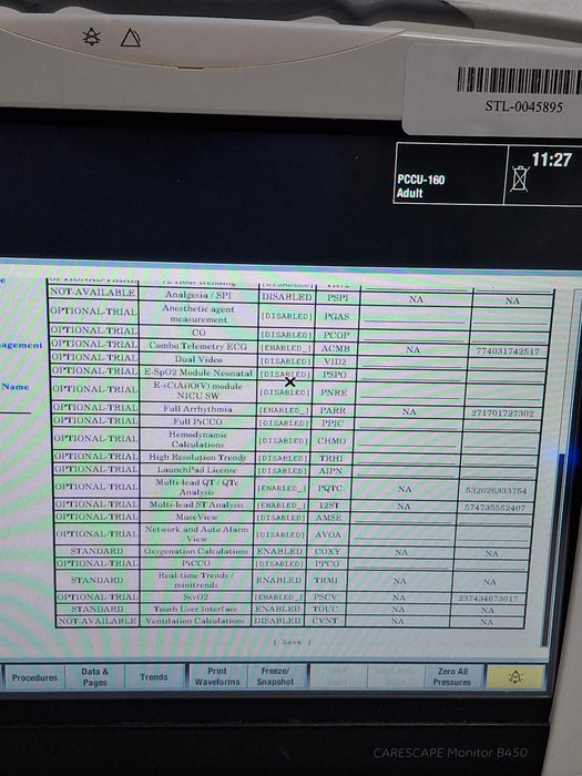 GE Healthcare Carescape B450 Critical Care Patient Monitor